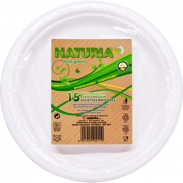 Aristea Naturia Piatti Piani Biodegradabili Compostabili 15pz