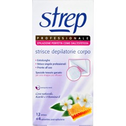 Strep Professionale Strisce depilatorie corpo 12 strisce + 4 salviettine post-epilazione