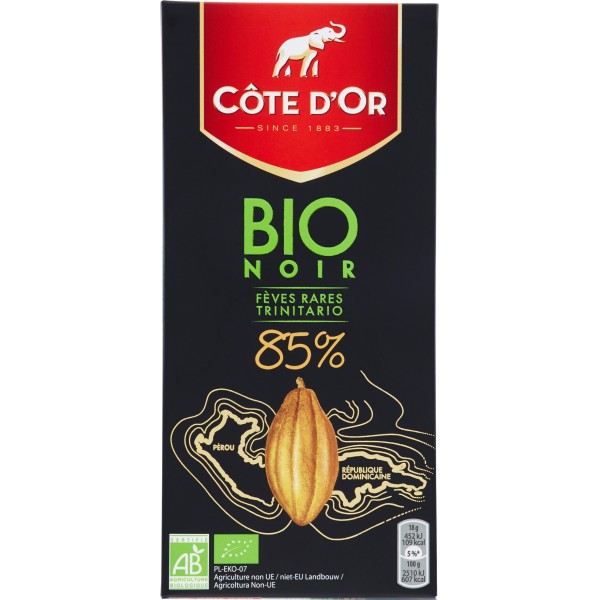 Côte d'Or tavolette Bio Noir 85% 90 gr. Côte d'Or tavolette Bio Noir 85% 90 gr.