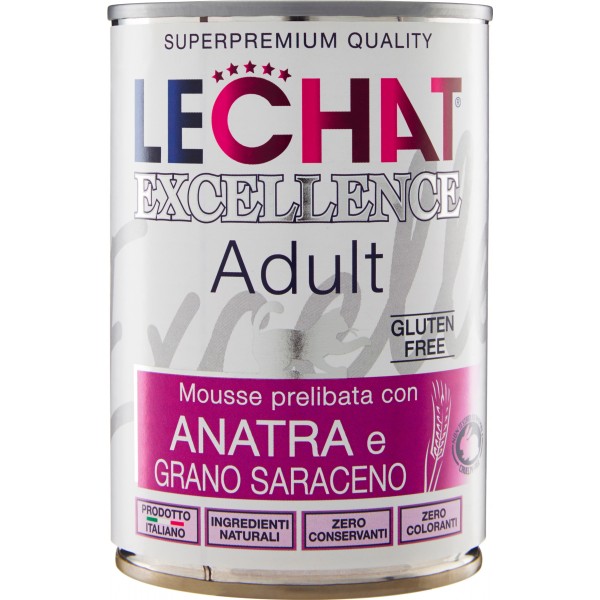 LeChat Excellence Adult Mousse prelibata con Anatra e Grano Saraceno 400 gr.