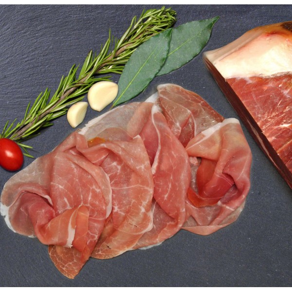 Prosciutto crudo alta qualità 20 mesi prosciuttificio Pelacci gr. 100