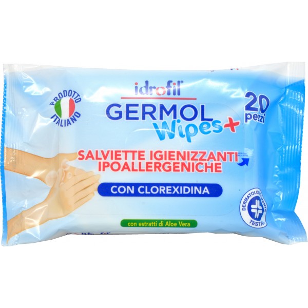 Idrofil Germol Wipes + Salviette Igienizzanti Ipoallergeniche 20pz