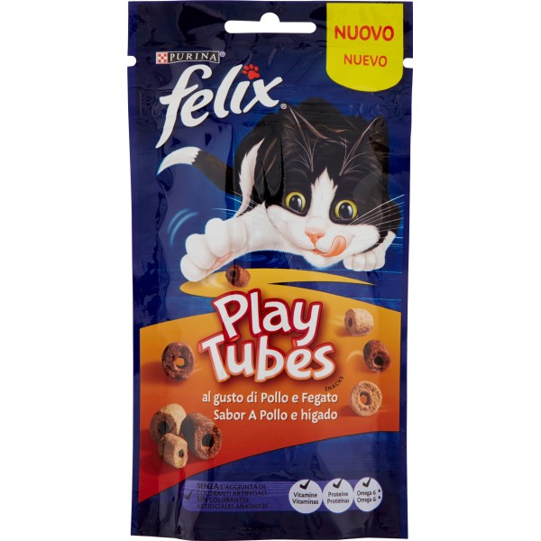 PURINA FELIX Playtubes Snack Gatto al Gusto di Pollo e Fegato busta 50g