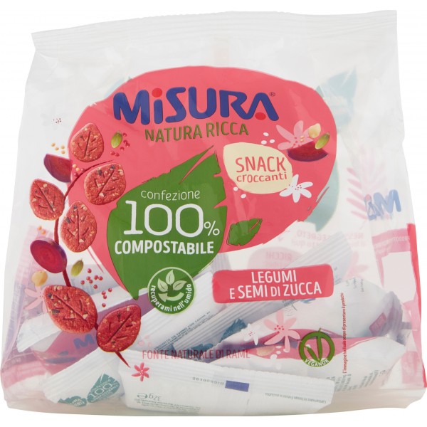 Misura Natura Ricca Snack croccanti Legumi e Semi di Zucca 7 x 32 gr.