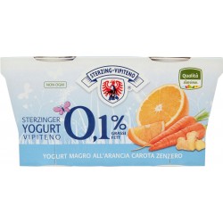 Sterzing Vipiteno 0,1% Grassi Yogurt Magro all'Arancia Carota Zenzero 2 x 125 g