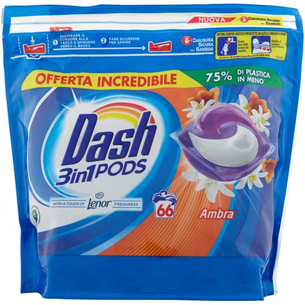 Detersivo per Lavatrice Dash PODS 3in1 ambra