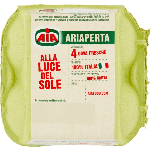Aia Ariaperta 4 Uova Fresche da Galline Allevate all'Aperto 220 g