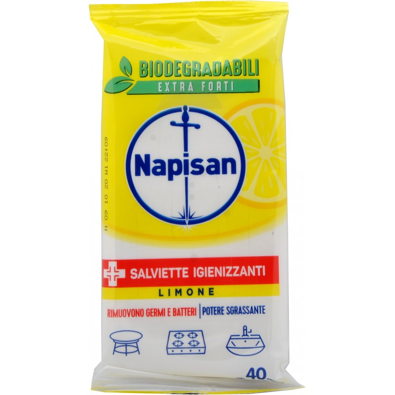 Napisan Salviette Igienizzanti Limone Biodegradabili 40 pz.