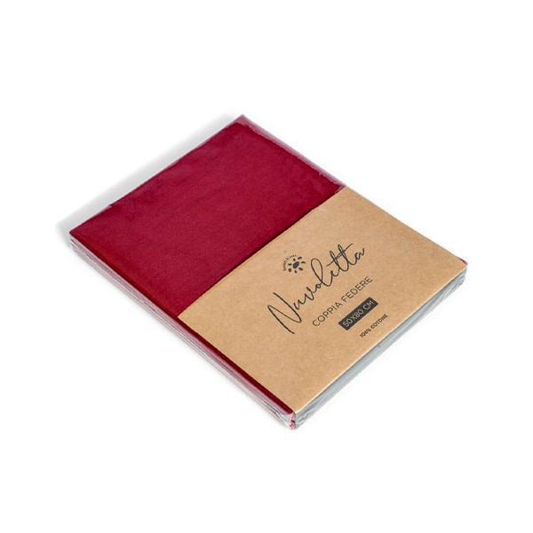 Coppia federe nuvoletta. 2x 52x82+18 cm, Composizione: 100% cotone colore bordeaux 4 Coppia federe nuvoletta. 2x 52x82+18 cm, Composizione: 100% cotone colore bordeaux 4