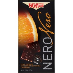 Novi Nero Nero con Arancia e Granella di Mandorle 70% Cacao 75g