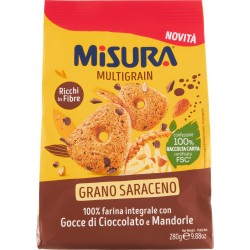 Misura Multigrain Grano Saraceno 100% farina integrale con Gocce di Cioccolato e Mandorle 280 gr.