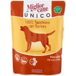 Migliorcane Unico Patè Rustico Tacchino per Cani Adulti +10 kg Taglia Media 300 g