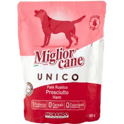 Migliorcane Unico Patè Rustico Prosciutto per Cani Adulti +10 kg Taglia Media 300 g