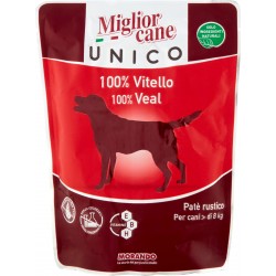 Migliorcane Unico Patè rustico per cani + di 8 kg 100% Vitello 300 g