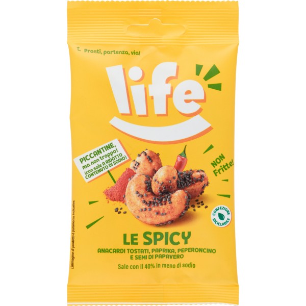 Life le Spicy Anacardi Tostati, Paprika, Peperoncino e Semi di Papavero 25 gr. Life le Spicy Anacardi Tostati, Paprika, Peperoncino e Semi di Papavero 25 gr.