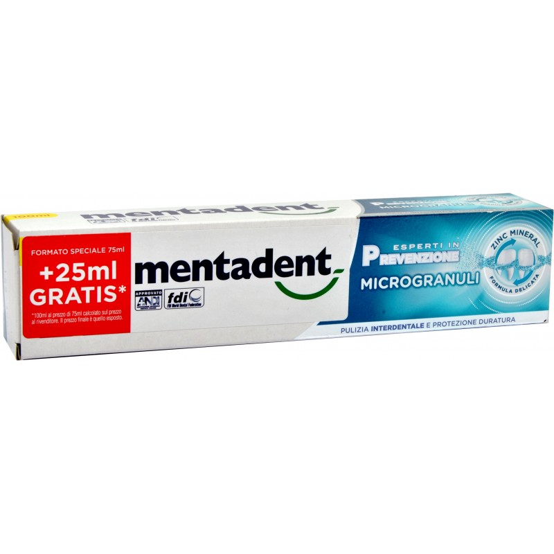 Mentadent dentifricio con microgranuli 75+25 ml. IV8347 Mentadent dentifricio con microgranuli 75+25 ml. IV8347