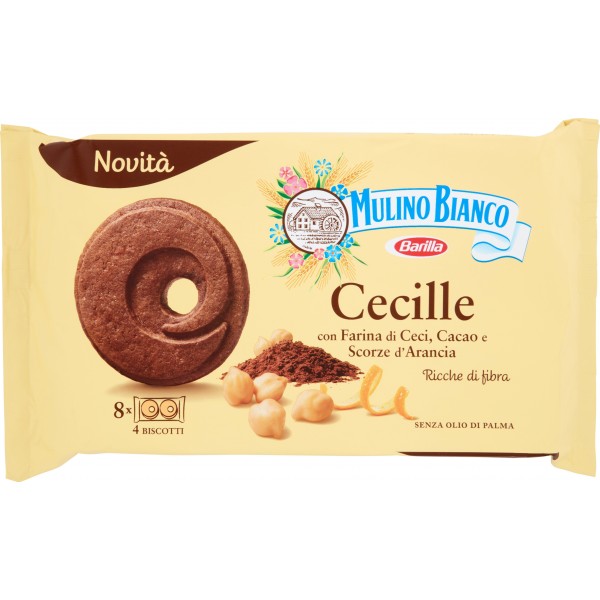 Barilla Mulino Bianco Cecille con farina di ceci, cacao e scorze d'arancia 220 gr.