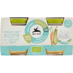 Alce nero Omogeneizzato Ricotta con Zucchine e Carote 2 x 80 gr.