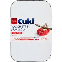 Cuki Conserva e Cuoce Vaschette Alluminio con Coperchi 6 porzioni 2 pz.