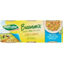 Valfrutta Buonmix Mais, Piselli, Lenticchie Verdi, Peperoni Rossi 3 x 140 g