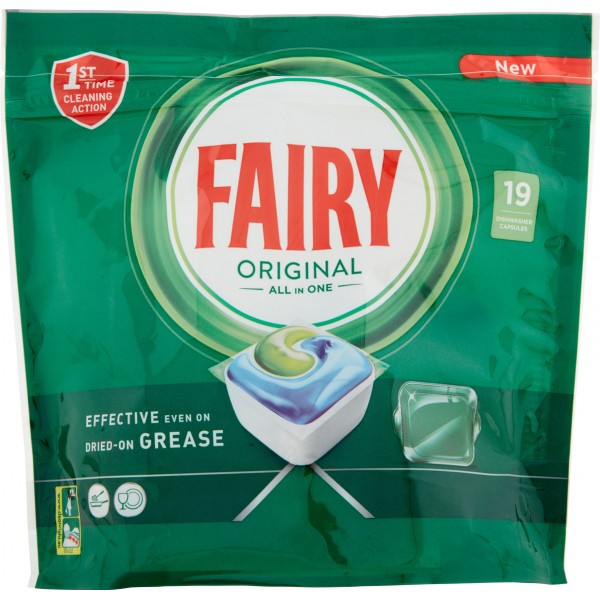 Fairy Original Pastiglie Lavastoviglie19 Caps, Detersivo Regolare Fairy Original Pastiglie Lavastoviglie19 Caps, Detersivo Regolare