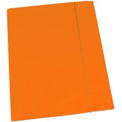 Cartella in cartoncino plastificato 3 lembi con elastico cm.25x34 colore arancio