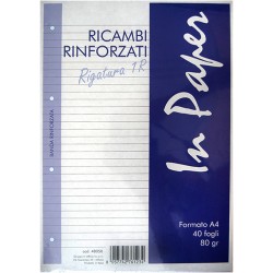 Ricambio rinforzato cm.21x29.7 in linea gr.80 quadretti 5 mm.