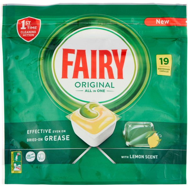 Fairy Original Pastiglie Lavastoviglie 19 Caps, Detersivo Limone Fairy Original Pastiglie Lavastoviglie 19 Caps, Detersivo Limone