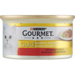 PURINA GOURMET Gold Gatto Doppio piacere con Manzo e Pollo lattina 85 gr.