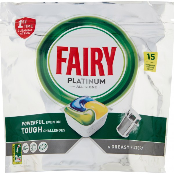 Fairy Pastiglie Lavastoviglie 15 Caps Platinum , Detersivo Piatti Limone Fairy Pastiglie Lavastoviglie 15 Caps Platinum , Detersivo Piatti Limone