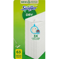 Swiffer Dry Panni Cattura Polvere per Scopa Swiffer - Ricarica 63 Panni
