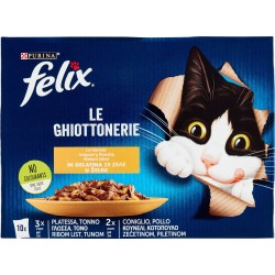 FELIX Le Ghiottonerie le Varietà in Gelatina (Platessa/Tonno & Coniglio/Pollo) 10 x 85 g