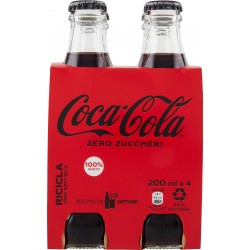 COCA-COLA Zero Zuccheri 200 ml x 4 (Vetro)