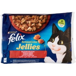 FELIX Sensations Jellies Selezioni Deliziose in gelatina (Manzo/Pomodoro & Pollo/Carote) 4 x 85 g