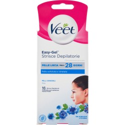 Veet Easy-Gel Strisce Depilatorie Pelli Sensibili Viso 16 pz