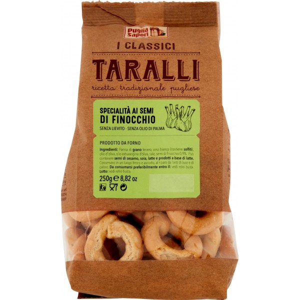 Puglia Sapori I Classici Taralli Specialità ai Semi di Finocchio 250 g
