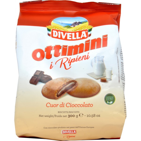 Divella biscotti ottimini ripieni cioccolato gr.300