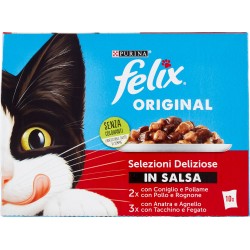 FELIX Original Selezioni Deliziose in Salsa (Coniglio, Pollo, Anatra, Tacchino) 10 x 85 g