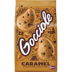 Pavesi Gocciole Caramel Biscotti con Gocce di Cioccolato e Granella di Caramello 300g
