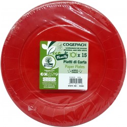 Cogepack piatti piani carta rosso x15