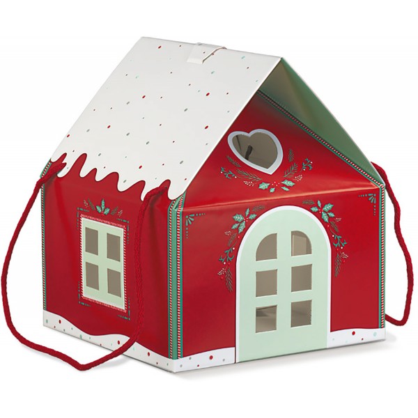 Casetta lino rosso con cordini cm.24,5x24,5x15 Casetta lino rosso con cordini cm.24,5x24,5x15