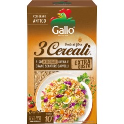 Gallo 3 Cereali Riso Integrale, avena e Grano Senatore Cappelli Extra Gusto 800 g