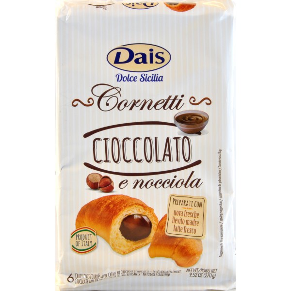 Dais cornetti farciti cioccolato e nocciole gr.270 Dais cornetti farciti cioccolato e nocciole gr.270