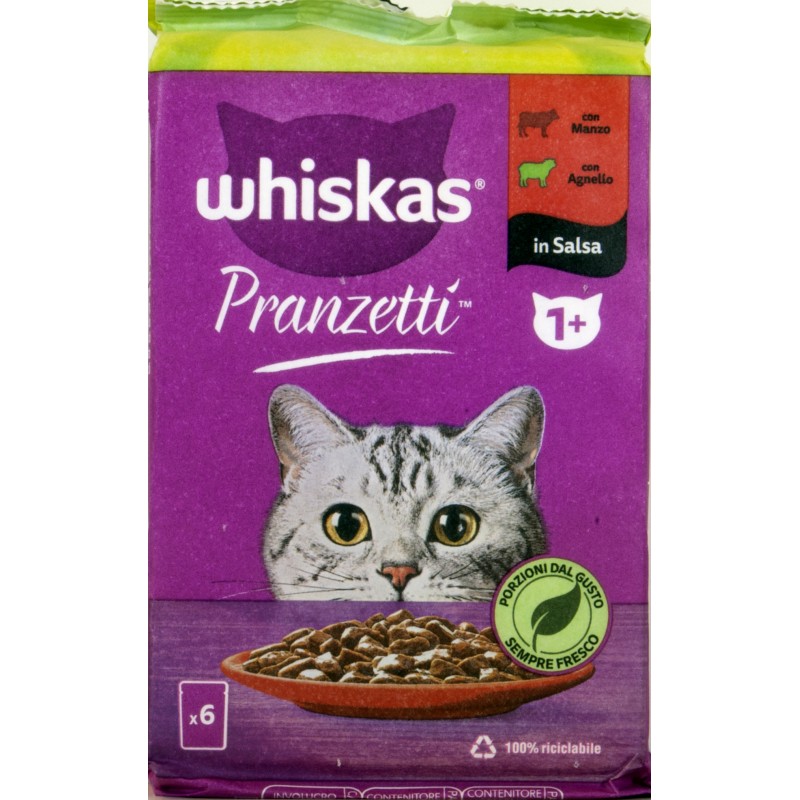 Whiskas Pranzetti Pesce Bianco 6x50g (300g) - Snack Umido Per Gatti In Pratichine Porzionate
