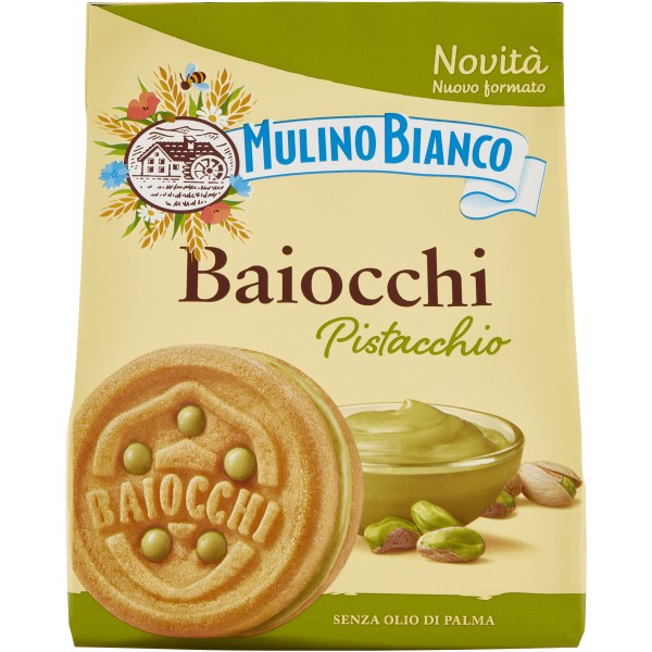 Mulino Bianco Baiocchi Biscuits With Pistachio, 240g