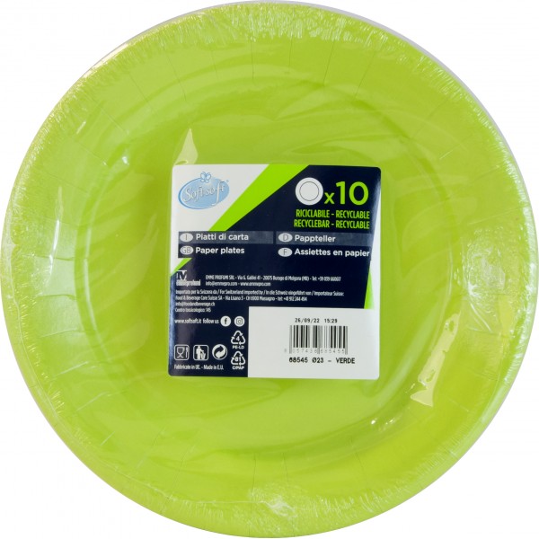 soft soft piatti carta 23cm verde ac x10