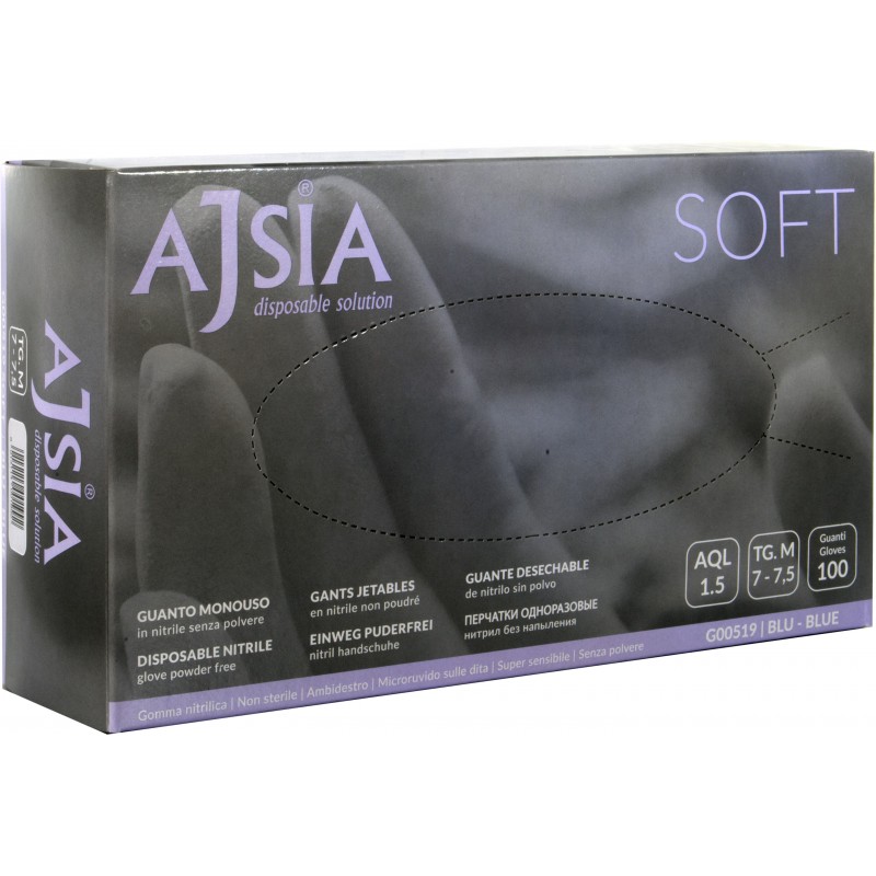 Ajsia guanti nitrile soft blu taglia M Ajsia guanti nitrile soft blu taglia M