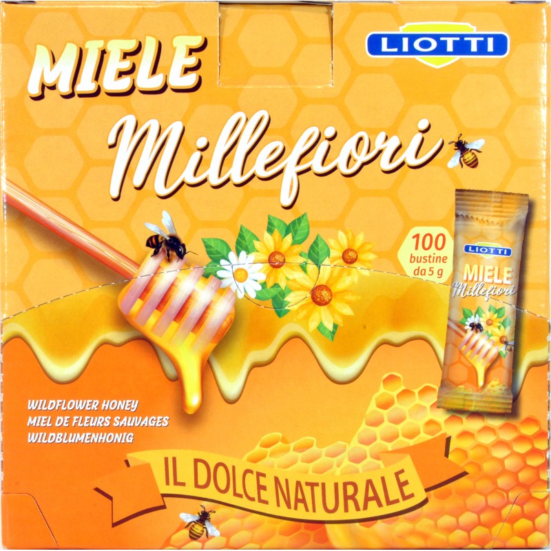 Olibar miele millefiori monoporzione gr.5 box da 100 pezzi Olibar miele millefiori monoporzione gr.5 box da 100 pezzi
