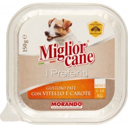 Migliorcane I Preferiti Gustoso Patè con Vitello e Carote Mini 1-10 Kg 150 g