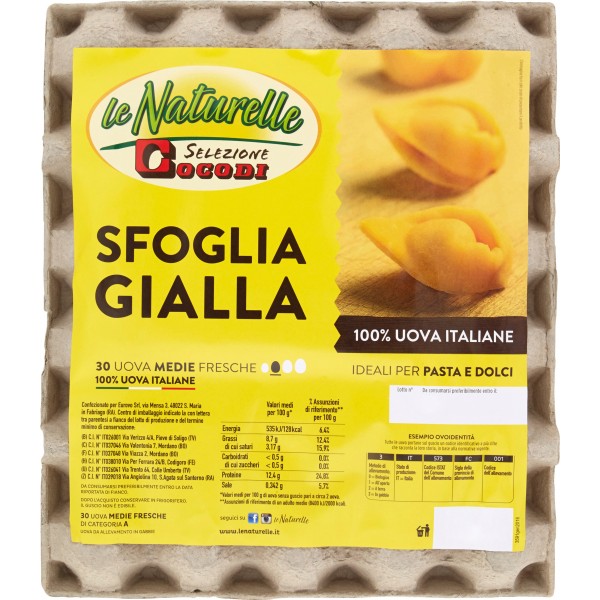 le Naturelle Selezione Cocodi Sfoglia Gialla 30 Uova Medie Fresche le Naturelle Selezione Cocodi Sfoglia Gialla 30 Uova Medie Fresche